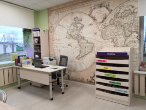 Карта мира в Григорьевской модельной сельской библиотеке. Дизайн-проект